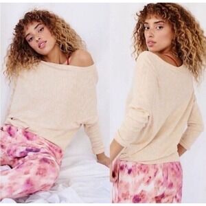 Anthropologie A+ Beige Textured Knit Dolman Sleeve Oversized Boat Neck Top 1X